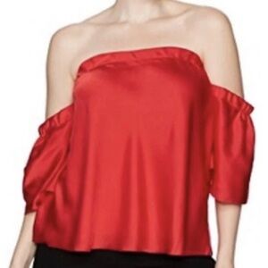 RACHEL RACHEL ROY Off Shoulder Flutter Sleeve Blouse Red 3X NWT Plus Sz Holiday